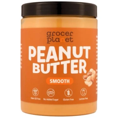 Abbildung von Grocer Planet Erdnussbutter (1Kg) Smooth Peanut Butter Ohne Zugesetzten Zucker 100% Erdnüsse Natürlich Palmöl Glutenfrei Laktosefrei