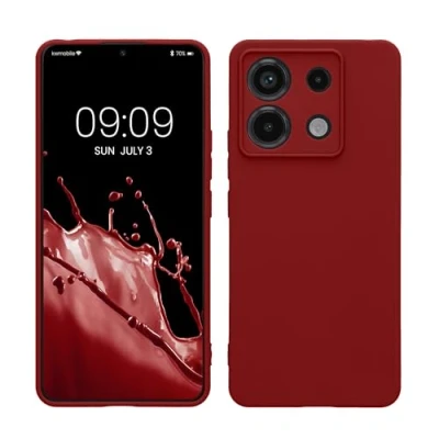 Abbildung von kwmobile Handyhülle kompatibel mit Xiaomi Redmi Note 13 Pro 5G / Poco X6 Hülle Handy Case aus weichem Silikon in Rhabarber Rot