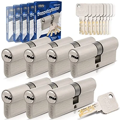Abbildung von GERCAR Pro Gleichschließend 7x Schließzylinder 30/40 Set 7 Profilzylinder inkl. 35 Schlüssel 70 mm Türschloss Zylinderschloss 7er Zylinder Länge: 70mm, A:30 B:40 Schließsystem