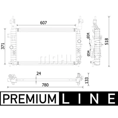 Abbildung von MAHLE ORIGINAL CR 2229 000P Kühler, Motorkühlung 607 371 24 Kühlrippen gelötet OPEL: Meriva A