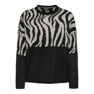 Abbildung von ONLY Onljade O NECK Strickpullover, Damen, Größe: Small, Pirate black/whitecap gray