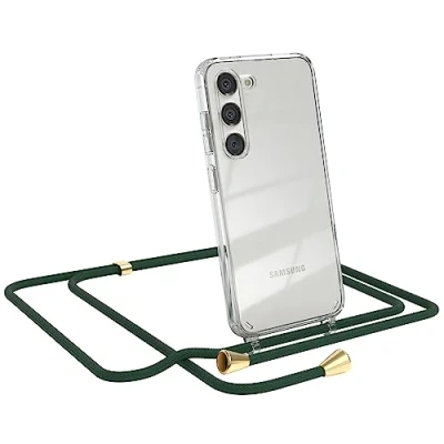 Abbildung von EAZY CASE Handykette kompatibel mit Samsung Galaxy S23 Kette zum Umhängen für Hülle Band aus Silikon stoßfeste transparente Handyhülle als Fallschutz in Grün