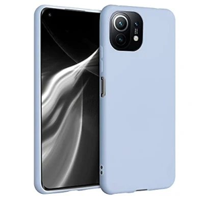 Abbildung von kwmobile Hülle kompatibel mit Xiaomi 11 Lite (5G) NE/Mi weiches TPU Silikon Case Cover geeignet für kabelloses Laden Hellblau matt