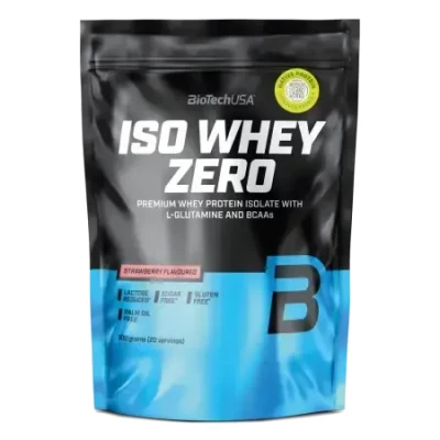 Abbildung von BioTechUSA Iso Whey Zero Premium Protein Isolate Grass Fed Enzyme Free Sugar and Gluten free, 500g, Erdbeere