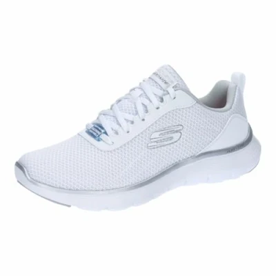 Abbildung von Skechers Damen Flex Appeal 5.0, White Mesh/Silver Trim, 35 EU