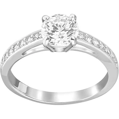 Abbildung von Swarovski Attract Ring, Rundschliff, Pavé, Weiß, Rhodiniert