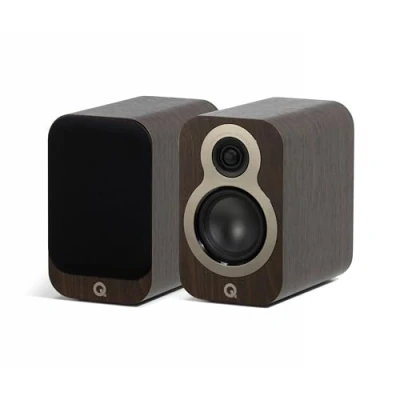 Abbildung von Q Acoustics 3010c Kompakte Bücherregal Lautsprecher Claro Walnuss 2 Wege Reflex Gehäusetyp, 10,2 cm Bass Treiber, 2,3 Hochtöner Stereo Lautsprecher/passive für Heimkino Soundsystem