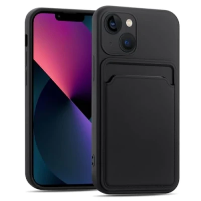 Abbildung von CoolGadget Card Case für iPhone 14, TPU Schutzhülle mit Kartenfach und erhöhtem Kantenschutz, Schwarz