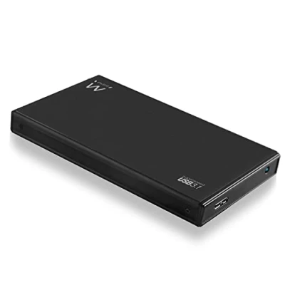 Abbildung von Ewent Festplattengehäuse 2,5 Zoll,USB Typ A 3.2 Gen1 (USB 3.0) bis zu 5Gbit/s,Externes Festplattengehäuse,SATA III/UASP Gehäuse,9,5mm und 7mm Aluminium SSD HDD Gehäuse,Schwarz