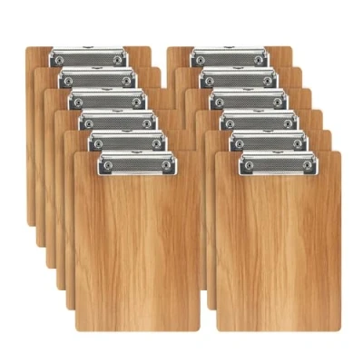 Abbildung von A5 Klemmbrett Holz,12 Stück Klemmbretter Schreibbrett mit Metalklemme,A5 Schreibplatte Zwischenablage