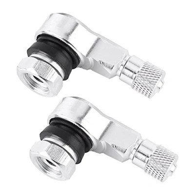 Abbildung von Keenso Motorrad Reifenventil, 1 Paar 11,3mm 90 Grad Universal Aluminiumlegierung Reifenventil Ventilschaftkappen (Silber)