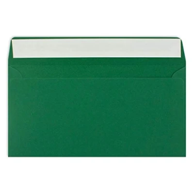Abbildung von 75 DIN Lang Brief Umschläge Dunkelgrün 11 x 22 cm 120 g/m² Haftklebung Standard Kuverts für Taufe &amp; Einladungen von Ihrem Glüxx Agent