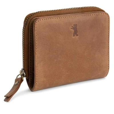 Abbildung von Berliner Bags Vintage Geldbörse Sara, Kleine Portemonnaie, Geldbeutel aus Leder, mit TÜV gepruftem RFID Schutz, inkl Geschenk Box, für Damen Braun