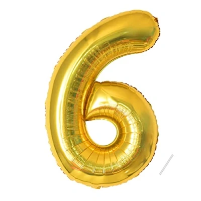 Abbildung von Geburtstag zahlen luftballon 6 jahre Folienballon XXL Gold Riesen in 40&quot; 101cm Geburtstagsdeko Ballon Zahl Deko zum fliegt mit Helium
