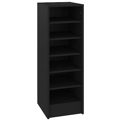 Abbildung von vidaXL Schuhschrank mit 6 Fächern Schuhregal Schuhablage Schrank Regal Schuhaufbewahrung Kommode Schuhständer Schwarz 31,5x35x90cm Holzwerkstoff