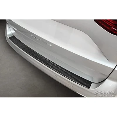 Abbildung von Avisa Schwarz Edelstahl Heckstoßstangenschutz kompatibel mit Volkswagen Multivan T7 2021 &#039;Ribs&#039;