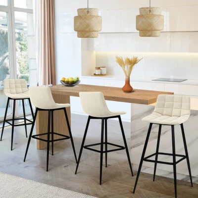 Abbildung von 4er Set Barhocker beige und komfortabel IDMarket
