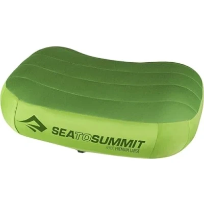 Abbildung von Sea to Summit Aeros Ultralight Deluxe Reisekissen L Leicht zum Aufblasen rutschfest Ultra SIL Reißverschluss Tasche Camping &amp; Fahrradtouren 42 x 30 13cm Lime Green 114g