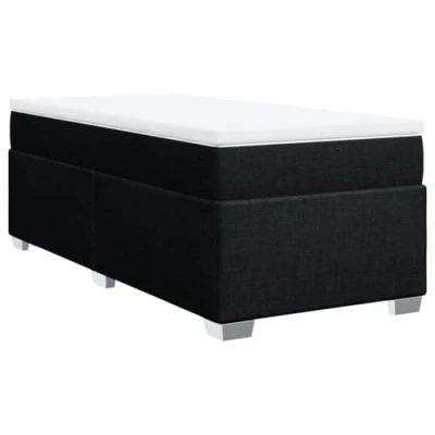Abbildung von vidaXL Boxspringbett mit Matratze, Bett Bettfüße Matratzenauflage, Einzelbett für Schlafzimmer, Polsterbett Bettgestell Lattenrost, Schwarz 90x200cm Stoff