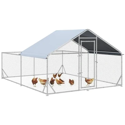 Abbildung von Hühnerstall Freilaufgehege, 400 x 300 195 cm Hühnerkäfig mit Schutzdach