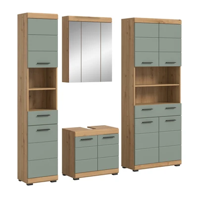 Abbildung von INOSIGN Badmöbel Set Siena, 4 teilig, bestehend aus:, (Set), Hochschrank schmal, WBU, Spiegelschrank, breit