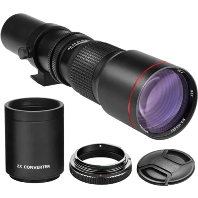 Abbildung von Leistungsstarkes manuelles Teleobjektiv 500 mm/1000 mm f/8 für Sony a7r, a7s, a7, a6500, a6300, a6000, a5100, a5000, a3000, NEX 7, 6, 5T, 5N, 5R, 3N und andere E Mount Digital