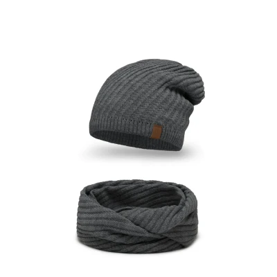 Abbildung von Vivisence 7017 Beanie AND Scarf SET Schlauchschal, Damen, Größe: One Size, Dark grey