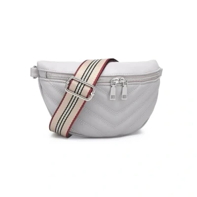 Abbildung von Miss Lulu Damen Umhängetasche Bauchtasche Handy Schultertasche Crossbody Bag Breiter Gurt Klein mit Abnehmbarem Schultergurt (Grau)