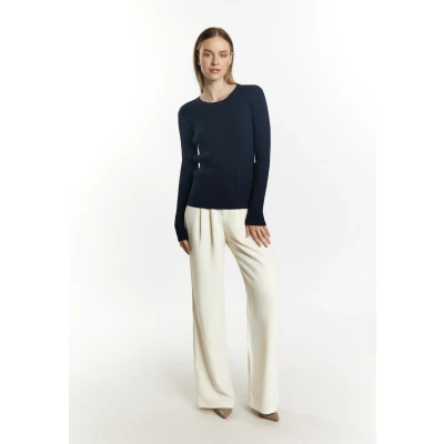 Abbildung von DREIMASTER Klassik Damen Strickpullover XS/S / Marine 50% Viskose 28% Polyester 22% Nylon