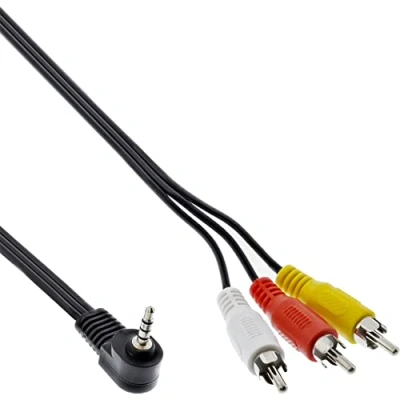 Abbildung von Inline Audio/Video Kabel 3,5mm 4pol Stecker auf 3X Cinch für Digitalkamcorder 1,5m, 89600