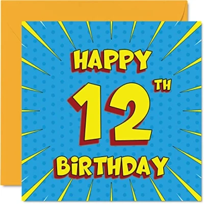 Abbildung von Lustige Geburtstagskarte zum 12. Geburtstag für Jungen Mädchen Comicbuch Karte Schwester Enkelin Sohn Tochter Bruder Cousine Neffe Nichte 145 mm x Grußkarten