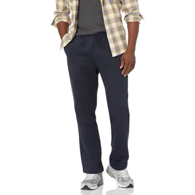 Abbildung von Amazon Essentials Herren Fleece Jogginghose mit offenem Saum (erhältlich in den Größen L und L), Marineblau, M