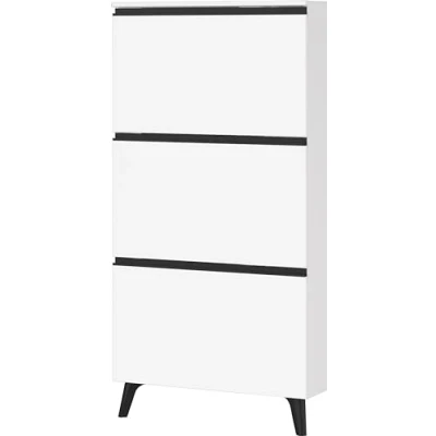 Abbildung von Germania Schuhschrank 3600 84, in Weiß, mit DREI Klappen, Platz für bis zu 9 Paar Schuhe, 67 x 139 19 cm (BxHxT)