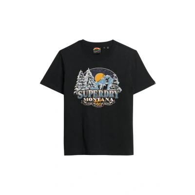 Abbildung von Superdry Travel Souvenir Tshirt print, Damen, Größe: 36, Phantom black marl