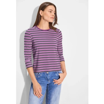 Abbildung von Cecil Gestreiftes Langarmshirt, Damen, Größe: Large, Lila