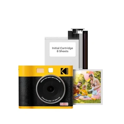 Abbildung von KODAK Mini Shot 4 ERA 4PASS 2 in 1 Sofortbildkamera und Fotodrucker (10x10cm) + 10 Blatts, Gelb