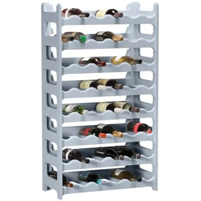 Abbildung von ARTECSIS Weinregal stapelbar Kunststoff für 48 Flaschen, stabiles Flaschenregal in Gastronomie Qualität, modular erweiterbar, Betongrau