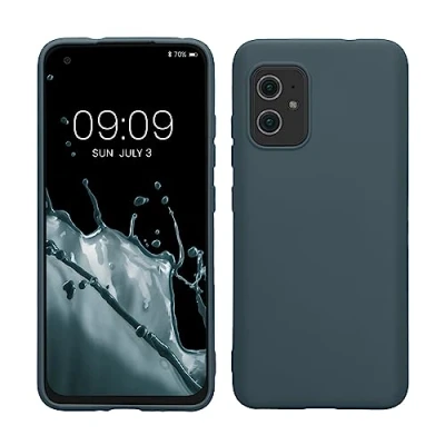 Abbildung von kwmobile Hülle kompatibel mit ASUS Zenfone 8 weiches TPU Silikon Case Cover geeignet für kabelloses Laden Dunkler Schiefer
