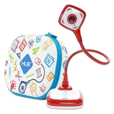 Abbildung von HUE HD Pro Flexible USB Video und Dokumentenkamera (Kamera in Rot mit Tragetasche Weiß)