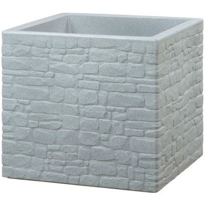 Abbildung von Scheurich Muretto 30, Pflanzgefäß/Blumentopf/Pflanzkübel, viereckig, Farbe: Stony Grey, hergestellt mit recyceltem Kunststoff, 10 Jahre Garantie, für den Außenbereich