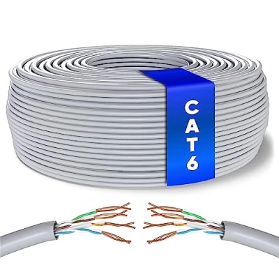 Abbildung von Mr. Tronic 50m Ethernet Netzwerkkabel Cat 6, LAN Für Schnelle &amp; Zuverlässige Internet, AWG24 Massenkabel 6 Bulk Kabel 1 Gbps, 250 MHz, UTP CCA (50 Meter, Grau)