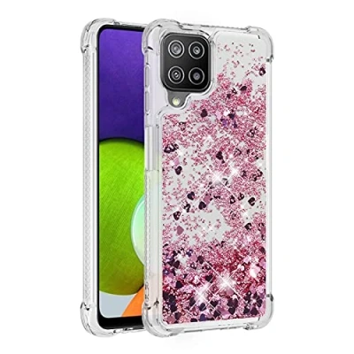 Abbildung von KBIKO zxl Kompatibel mit Samsung Galaxy A22 4G Glitzer Hülle,Mädchen Glitzern Handyhülle,Paillette Flüssigkeit Clear Silikon Schutzhülle für / M32.Rose Gold YBL