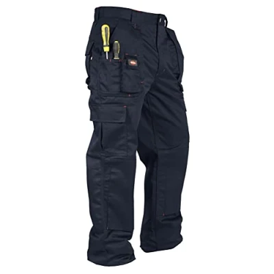Abbildung von Lee Cooper LCPNT206 Arbeitskleidung Herren Multi Pocket Pflegeleicht Strapazierfähige Kniepolstertaschen Sicherheit Arbeit Cargohose, Schwarz, 36W/31L