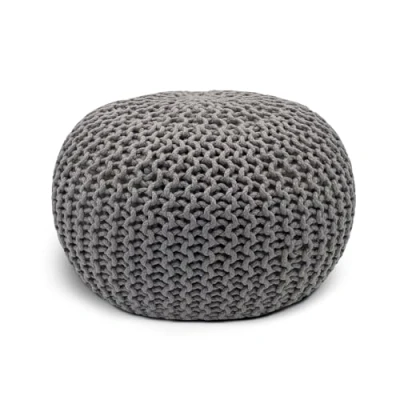 Abbildung von casamia Pouf Ø 55 o. 45 cm Strickhocker Sitzpouf Bodenkissen Premium Outdoor nachhaltig Größe ø cm, Farbe grau Silbergrau