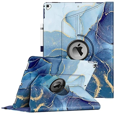 Abbildung von Fintie Rotierende Schutzhülle für iPad Pro 12,9 Zoll 2017/2015 (altes Modell, 2. und 1. Generation), 360 Grad drehbarer Ständer, Schutzrückseite, automatischer Schlaf /Wachständer, Ozeanmarmor