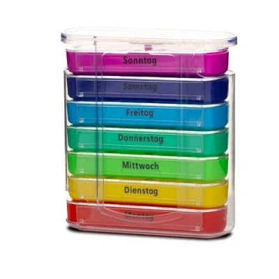 Abbildung von Foubiss Tablettenbox 7 Tage BPA frei 4 Fächer täglich Pillendose für unterwegs Medikamentenbox morgens, mittags, abends, nachts seniorenfreundlich