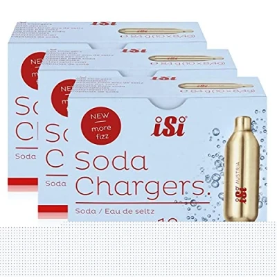 Abbildung von iSi Soda Chargers Sodakapseln 10 Kapseln Für sprudelndes Wasser 84g (3er Pack)