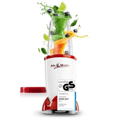 Abbildung von GOURMETmaxx Standmixer Smoothie Maker &amp; 4tlg. Set 250W, 250 W, Elektrischer Mini Mixer 500ml mit 9 Funktionen
