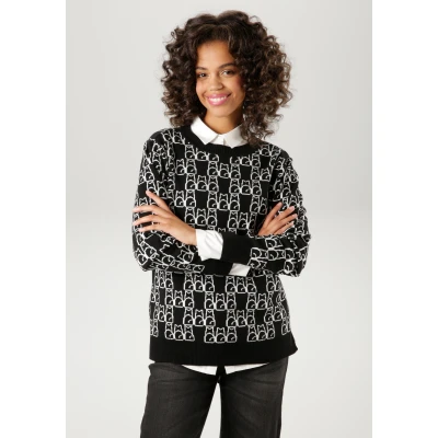 Abbildung von Aniston CASUAL Strickpullover, mit eingestrickten Katzen NEUE KOLLEKTION