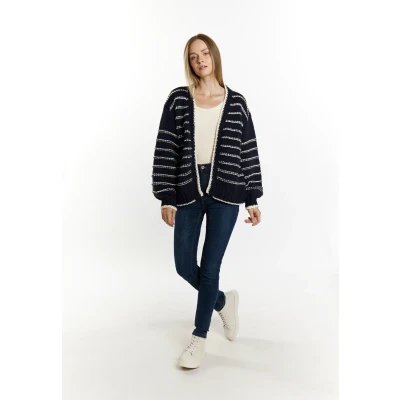 Abbildung von Dreimaster Eissegler Strickjacke, Damen, Größe: XS/S, Marine wollweiss